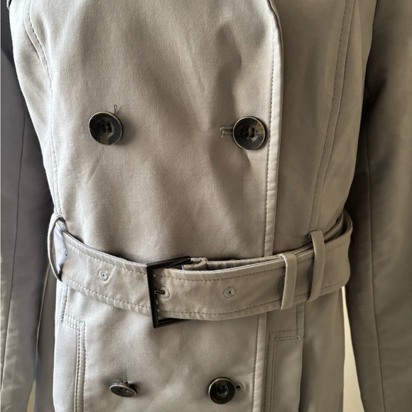 THE LIMITED-Gray Double-Breasted Trench Coat - Picture 3 of 4
